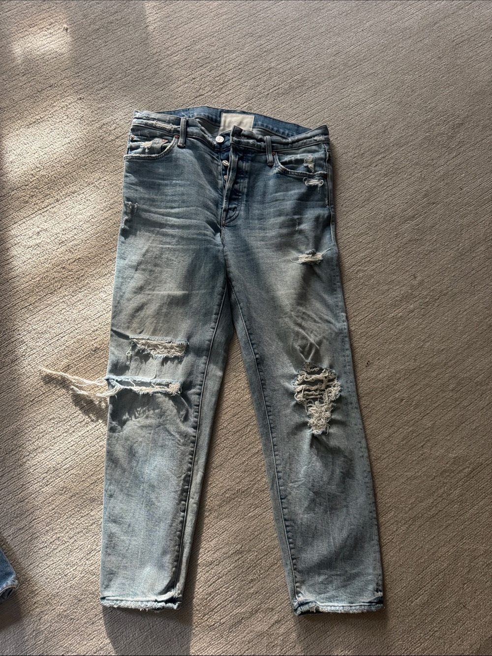 MOTHER Light Blue Distressed Boyfriend Jeans 28